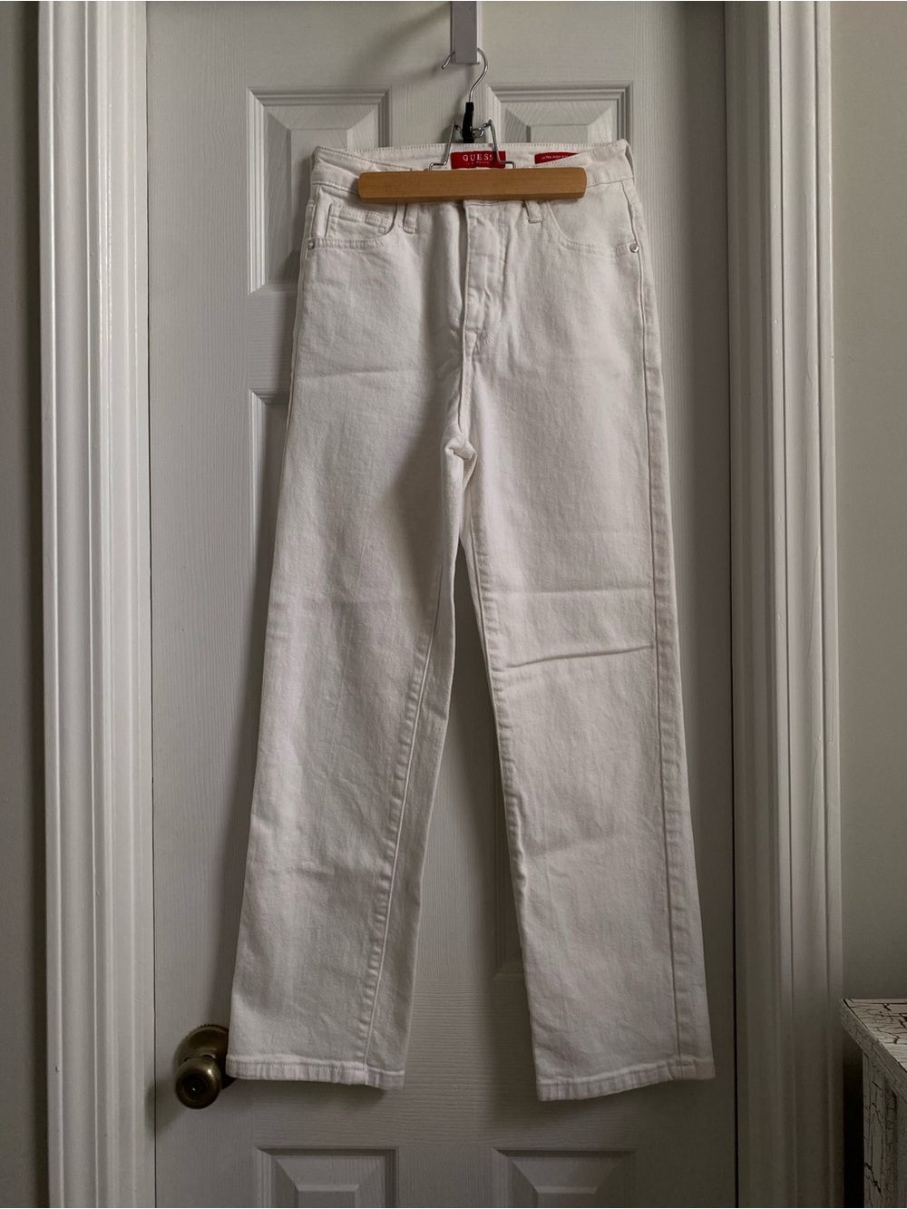 Guess Ultra High Rise Straight Leg Jeans - White